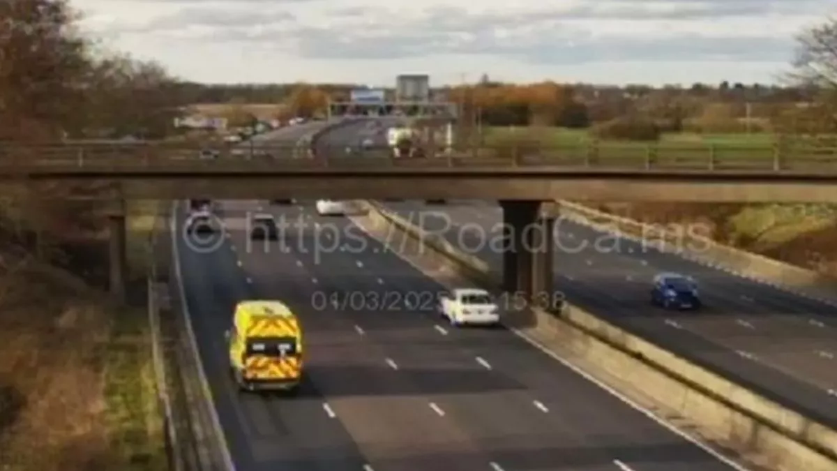 Major motorway closed as police race to scene after car flips over onto roof