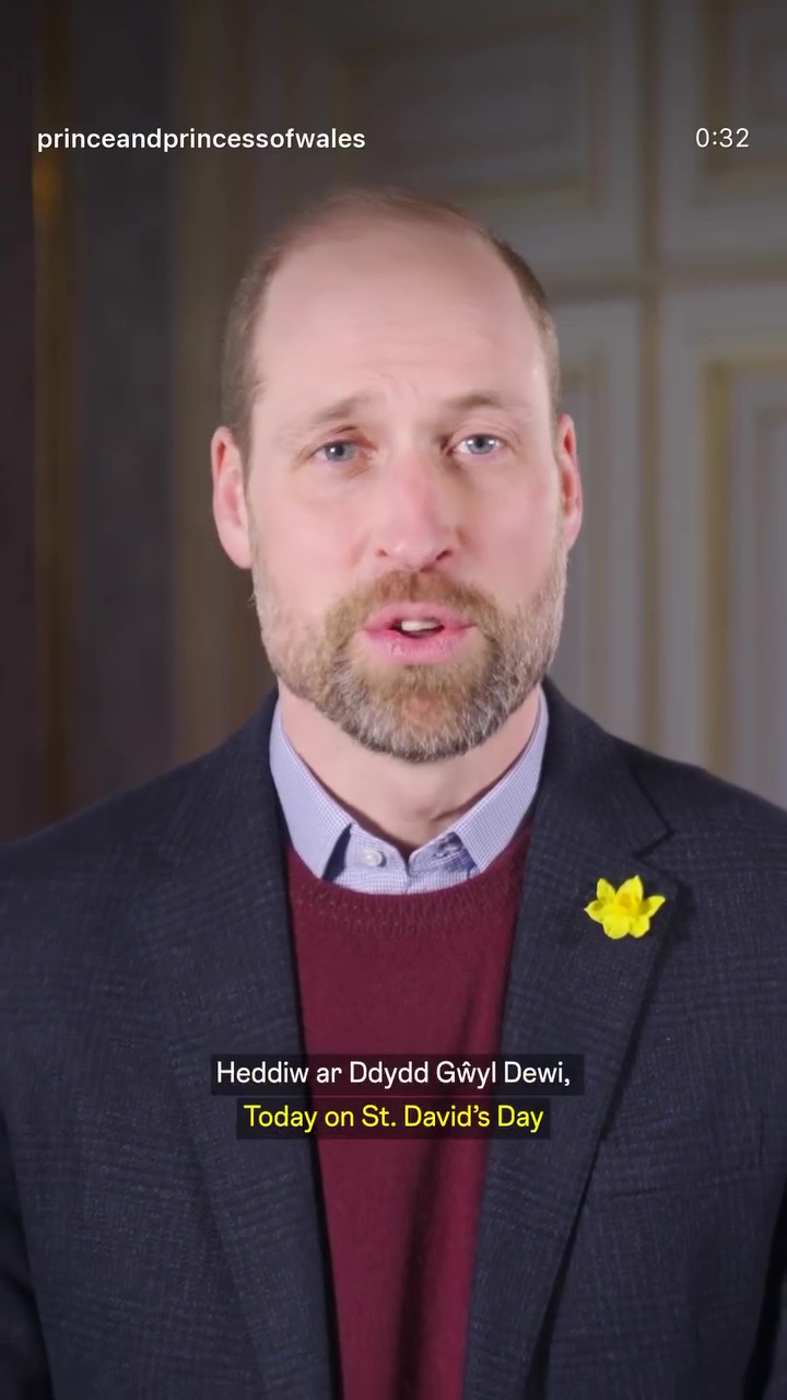 Prince William speaks Welsh in video to mark St David’s Day after visiting country with Kate...