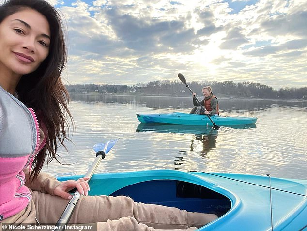 Nicole Scherzinger shows off her kayaking skills