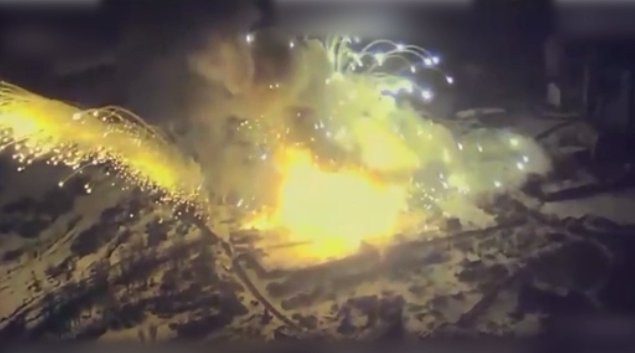 Dramatic video shows 'Ukraine destroying thermobaric weapons depot'