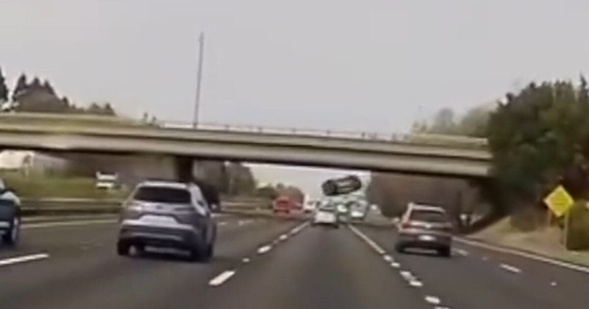 Shocking Dashcam Footage Shows Vehicle Flying Off Sacramento Overpass — Driver in Critical Condition (VIDEO)