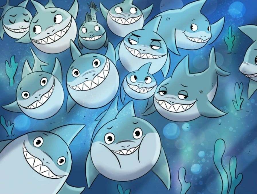 Everyone can see the grinning sharks but you need 20/20 vision to spot the fish in under 7 seconds...