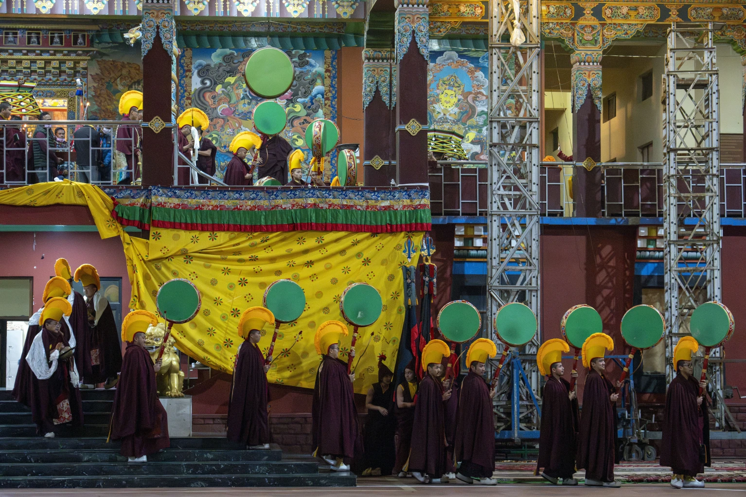 Wrathful deities are invoked in a Tibetan Buddhist dance in a monastery in north India