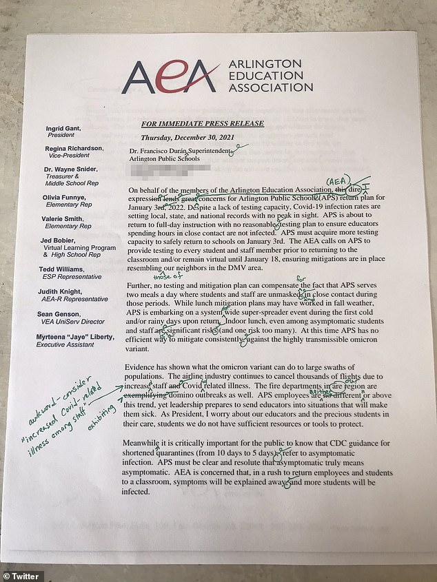 Error-riddled letter from Virginia teachers union mocked