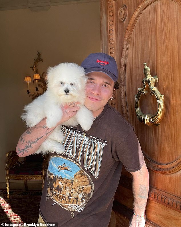 Brooklyn Beckham posts sweet snaps with his fluffy pet pooch