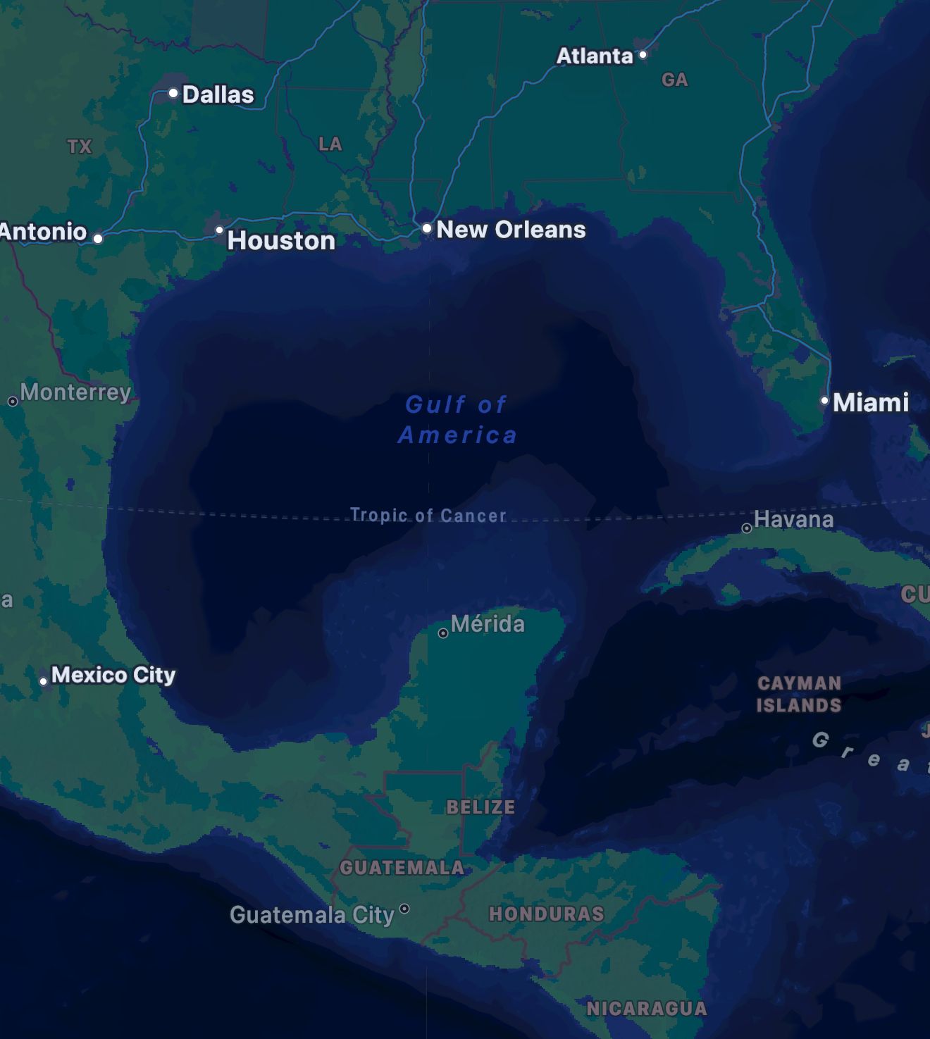 Here's How All Online Maps Are Handling the ‘Gulf of Mexico’ Name Change