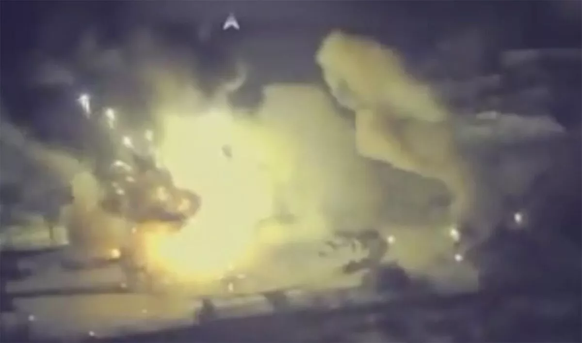 Moment Russia is dealt huge blow as thermobaric munition depot explodes