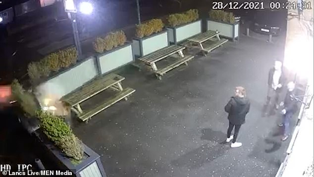 Car narrowly misses three punters as it smashes into beer garden