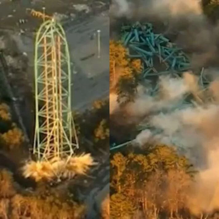 World's once-tallest and fastest rollercoaster collapses in 'implosion'