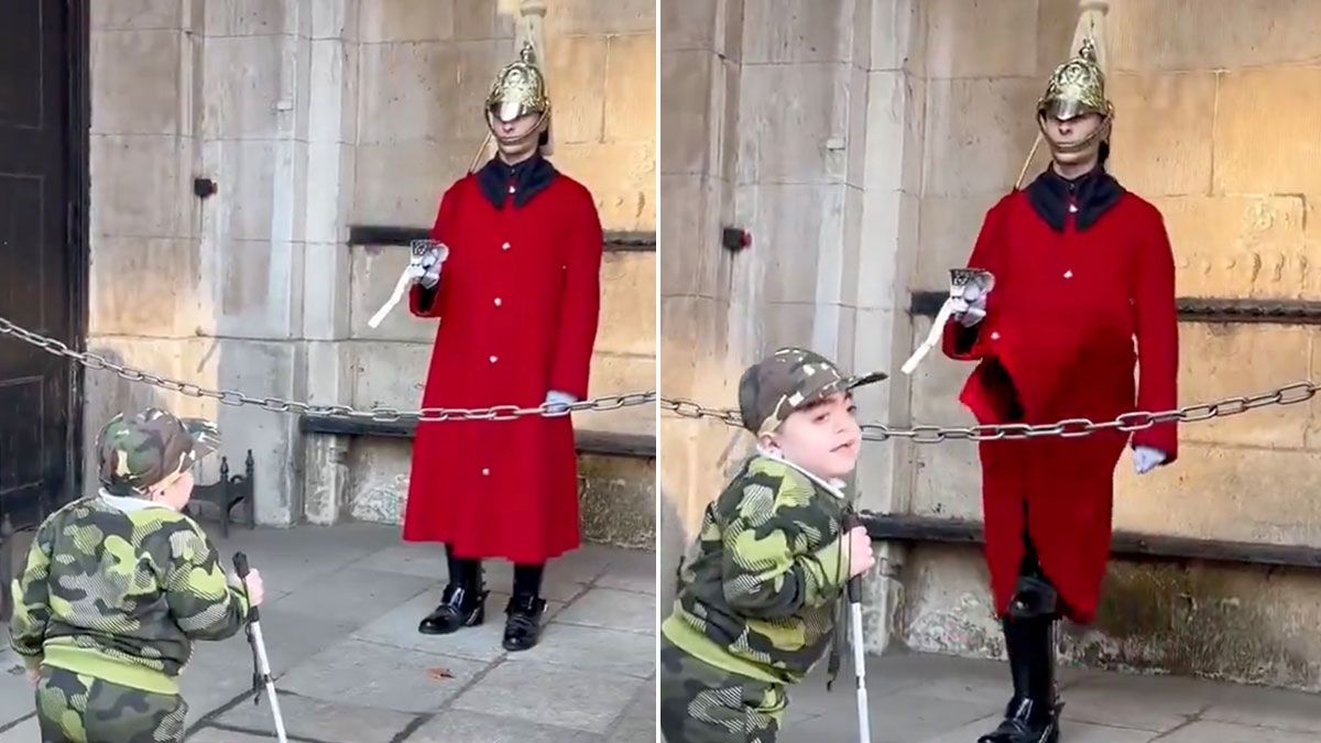 Heartwarming moment King's Guard breaks protocol to charm 8-year-old blind boy